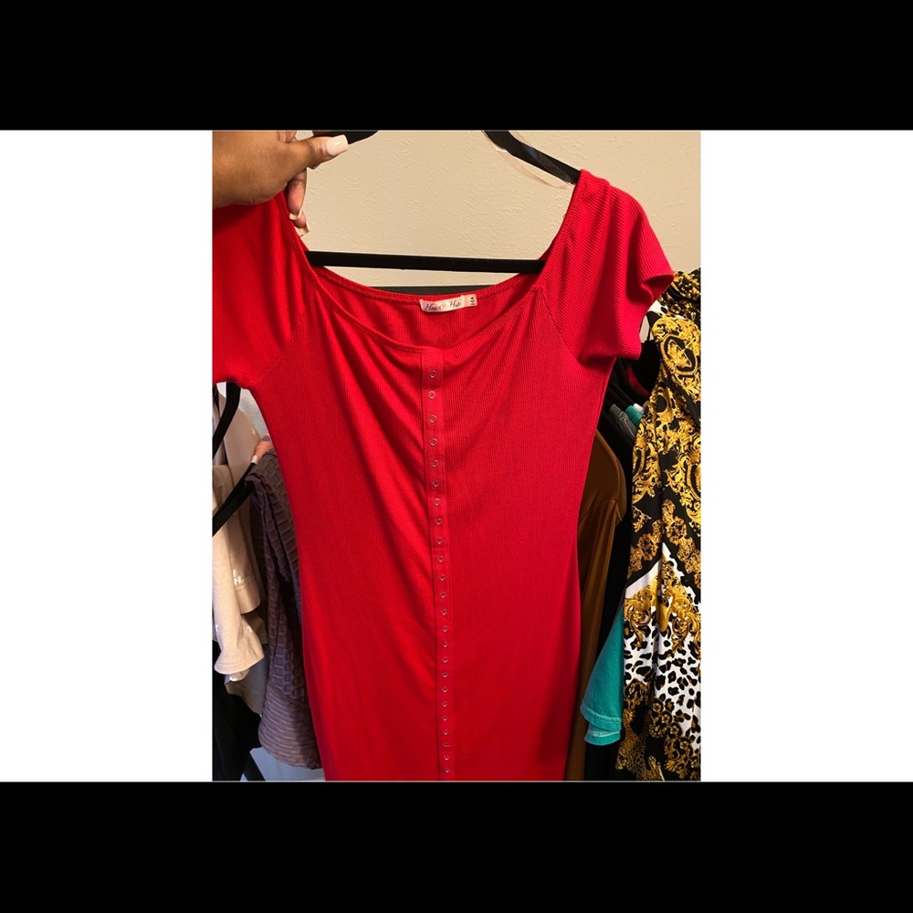 Red midi dress